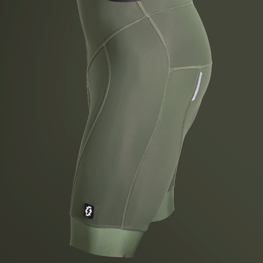olive bib shorts